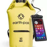 Yellow Earth Pak 40-liter waterproof dry bag with phone case, perfect for protecting valuables on boat dives.