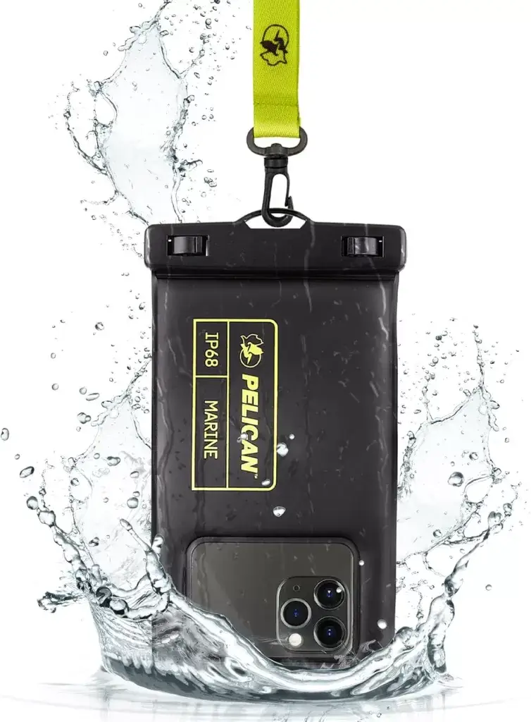 Pelican IP68 waterproof floating phone case designed for marine environments and dive boats
